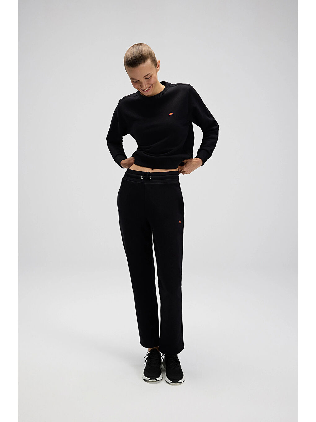 Siyah Pamuklu Regular Fit Normal Bel Düz Paça Eşofman Altı EF556-BK-1