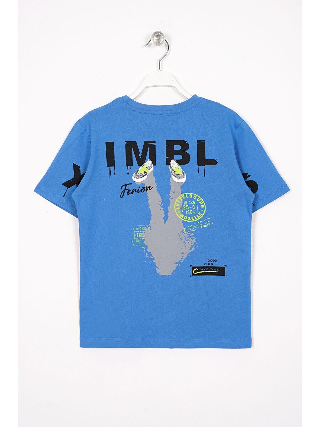 Ön ve Arkası Baskılı Koyu Mavi Renk Erkek Çocuk Tshirt-2