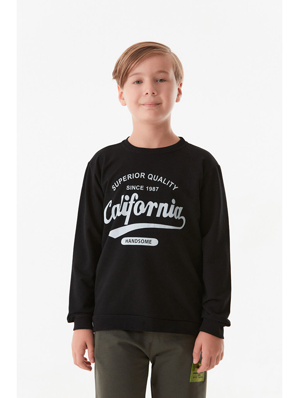 Fullamoda Siyah California Baskılı Erkek Çocuk Sweatshirt