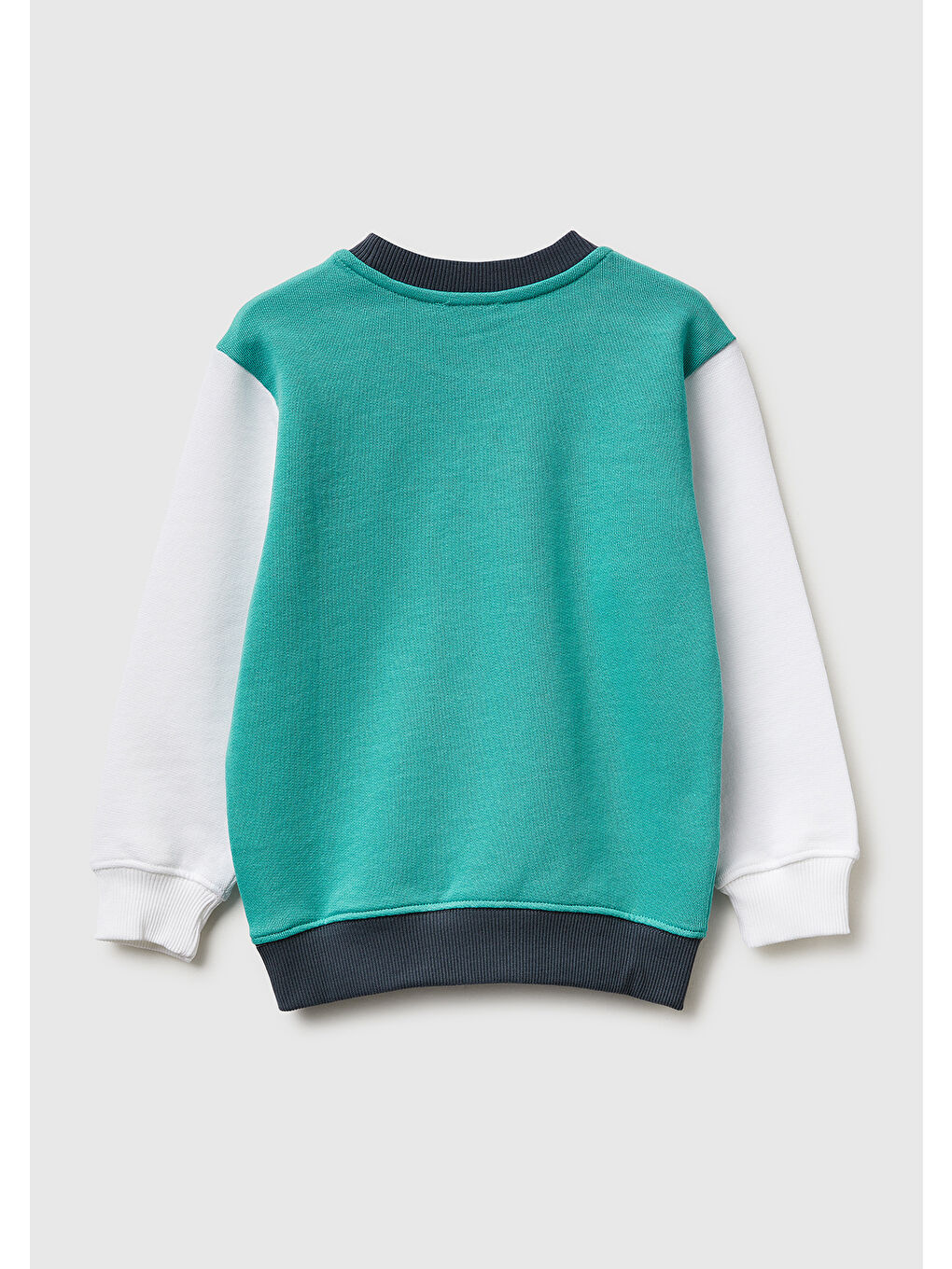Erkek Çocuk Turkuaz Mix Önü Logo Baskılı Yuvarlak Yaka Sweatshirt-1
