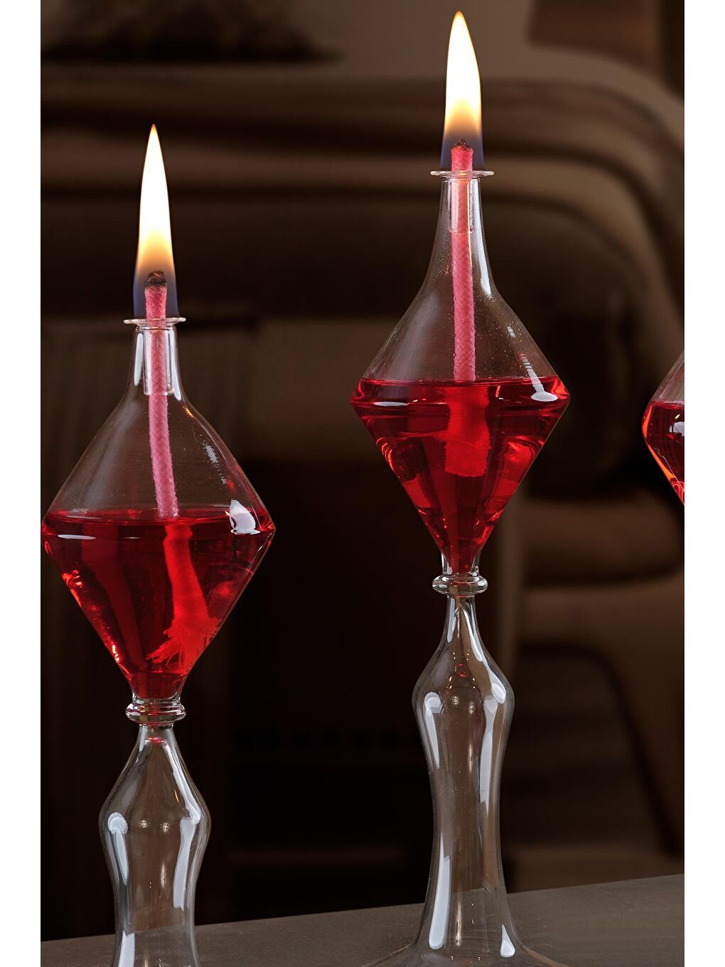 Kırmızı Flow | Cam Kandil Seti 3'lü Set + Kandil Yağı-2