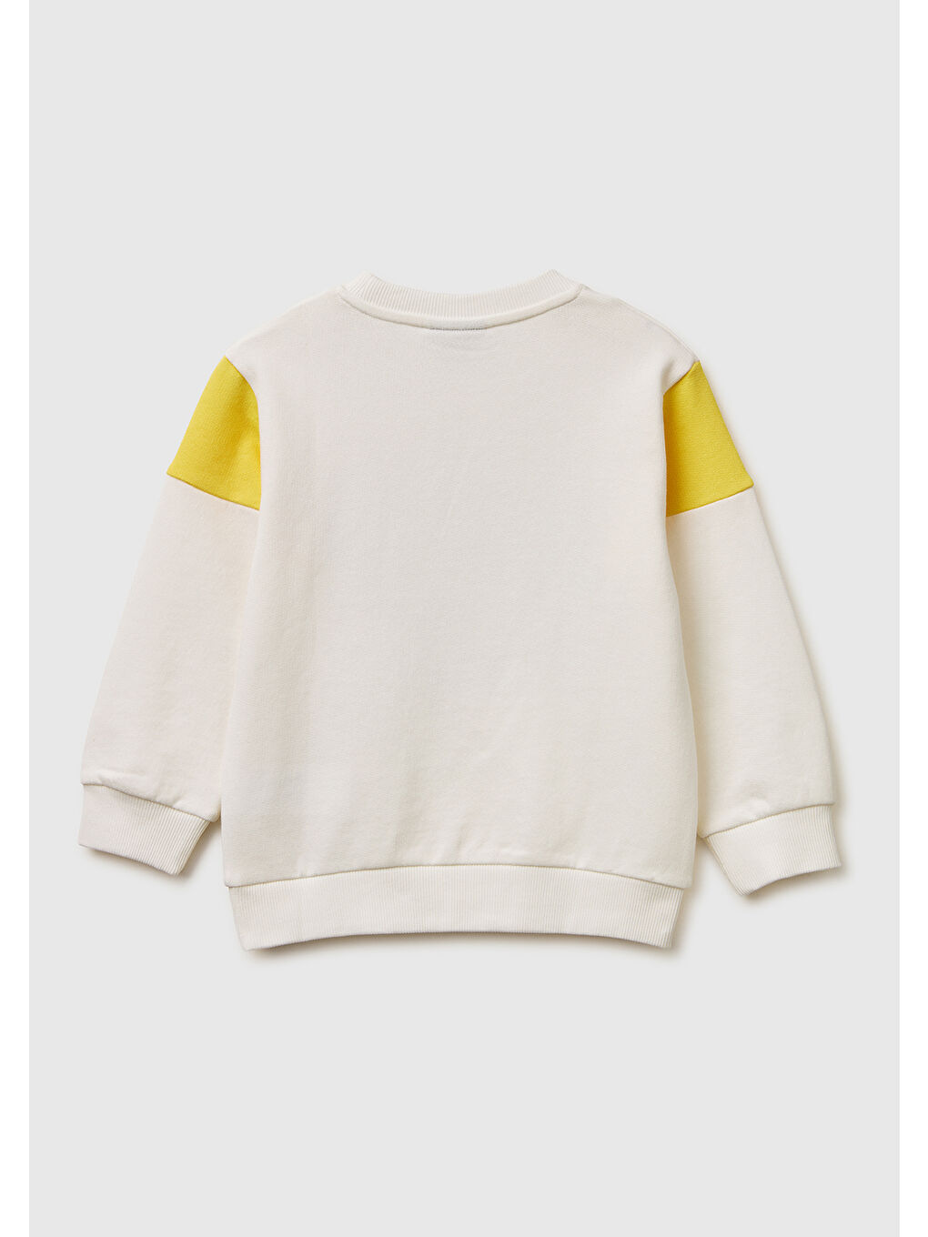 Erkek Çocuk Beyaz Çok Renkli Baskılı Kol Detaylı Bisiklet Yaka Sweatshirt-1