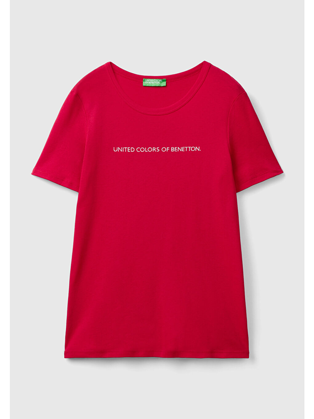 United Colors Of Benetton Kadın Kırmızı  100 Pamuk Benetton Yazılı Basic T Shirt - 1