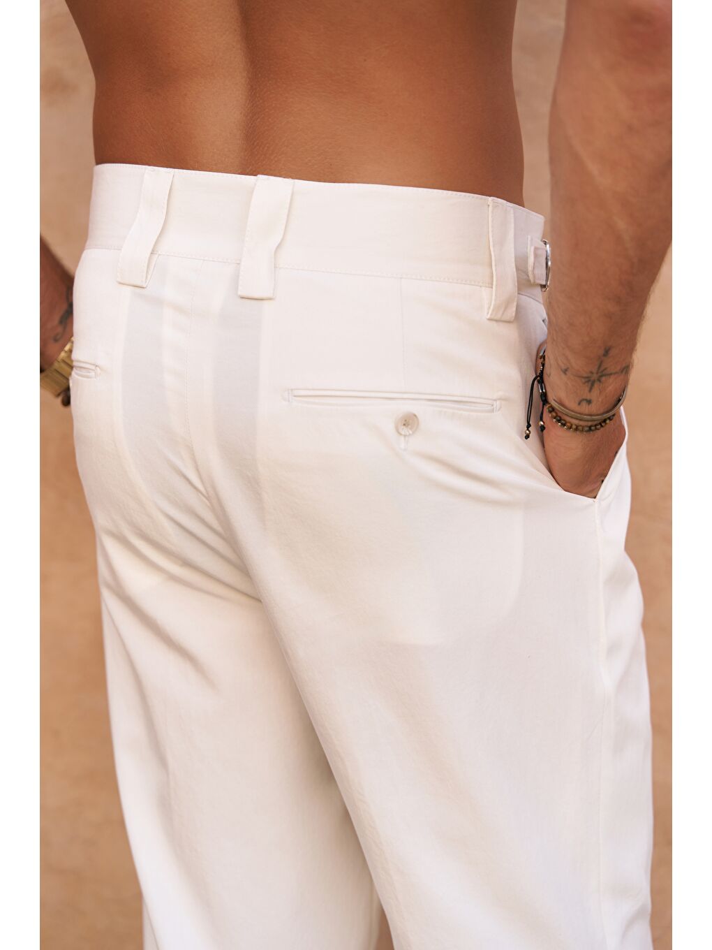 Enrico Kemer Detay Ekru Erkek Pantolon-2