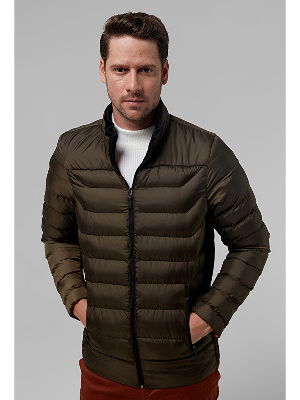 Regular Fit Haki Şişme Mont-1