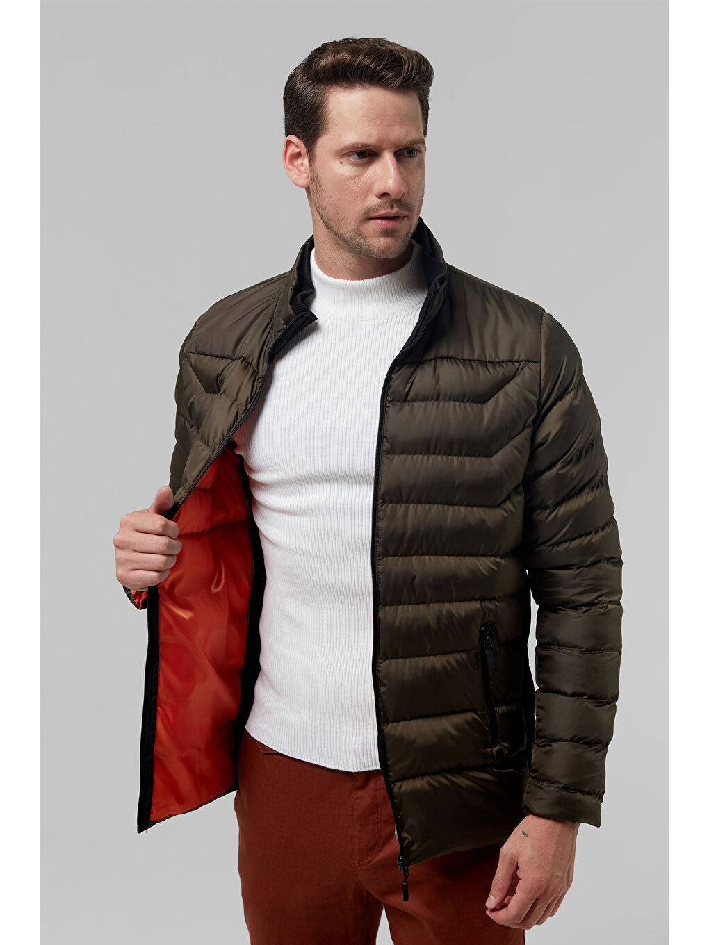 Regular Fit Haki Şişme Mont-2