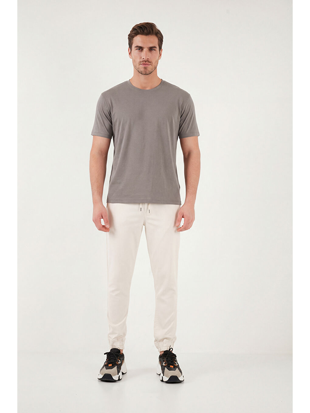 Kahverengi Regular Fit Bisiklet Yaka T Shirt 5902985-2