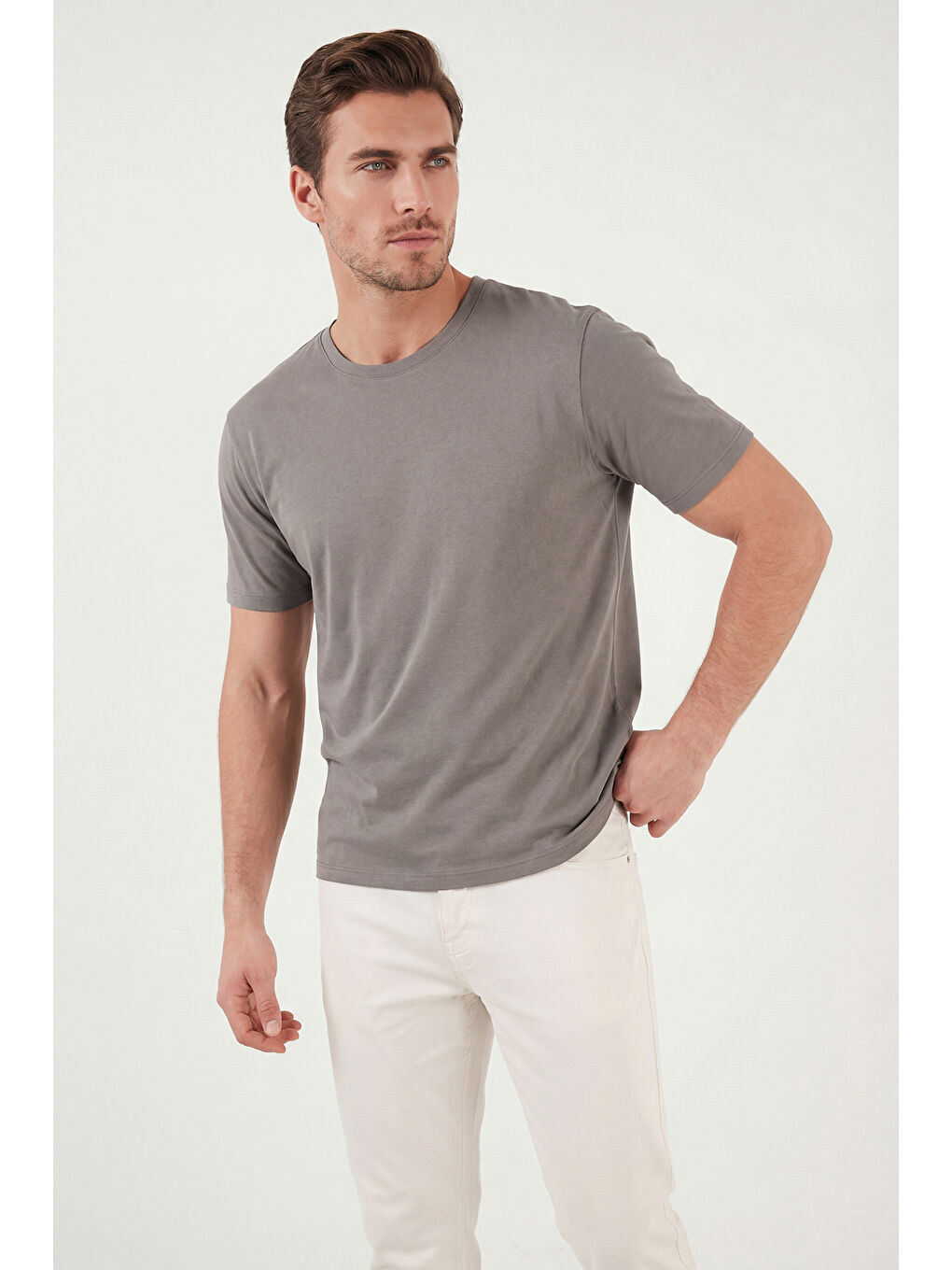 Kahverengi Regular Fit Bisiklet Yaka T Shirt 5902985-3