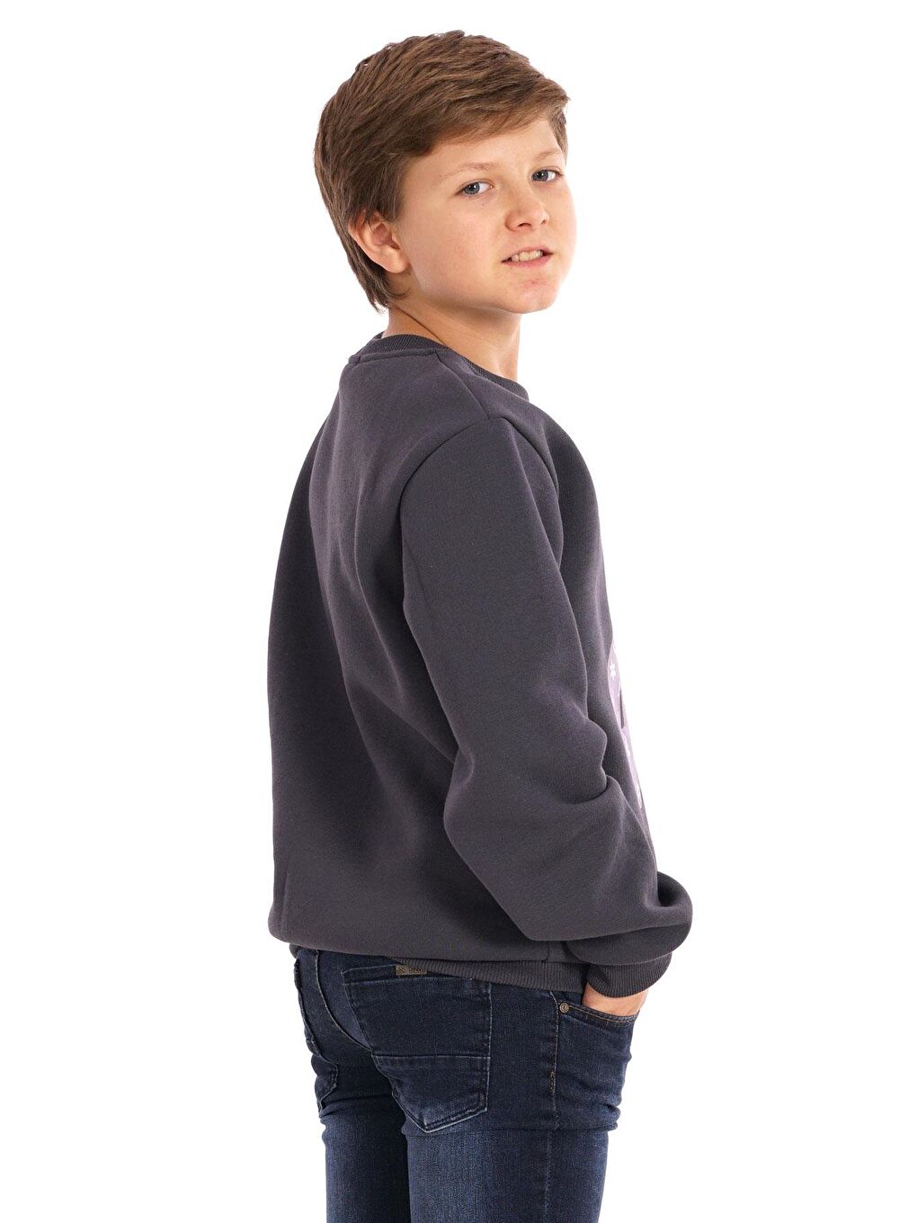 Gri Ayıcık Baskılı Füme Renk Erkek Çocuk Sweat-5