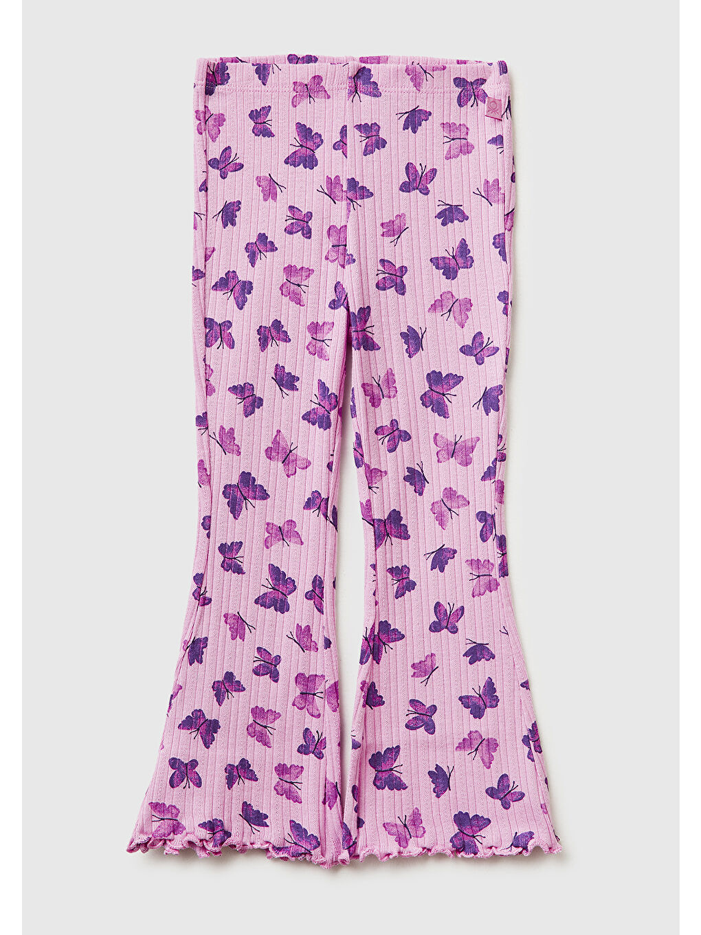 Kız Çocuk Lila Desenli Slim Fit Tayt