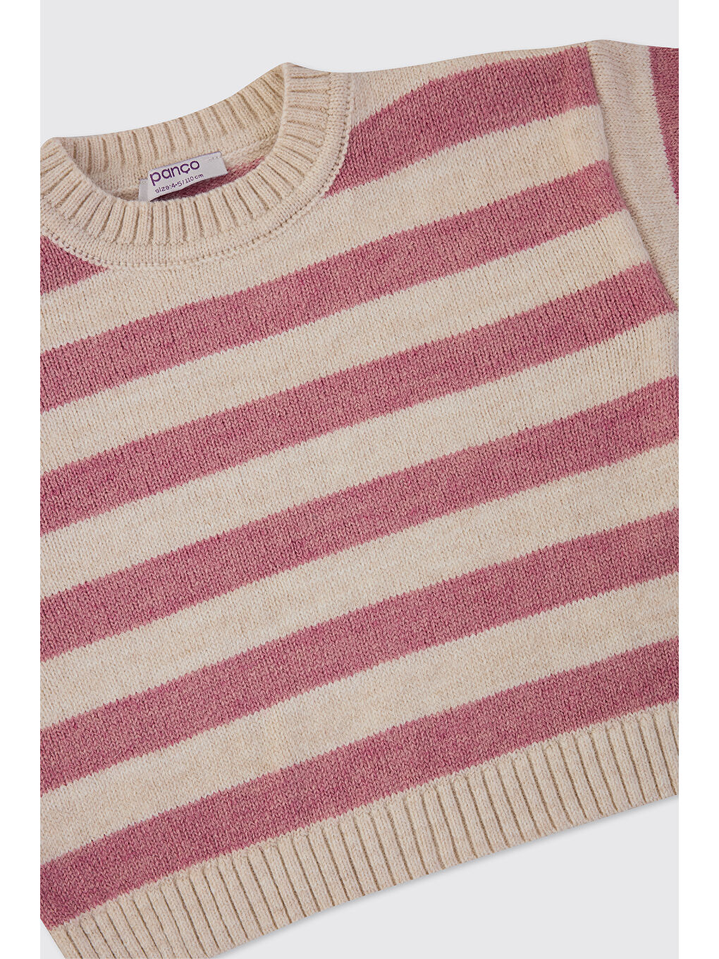 Kız Çocuk Çizgili Triko Kazak Pembe-2