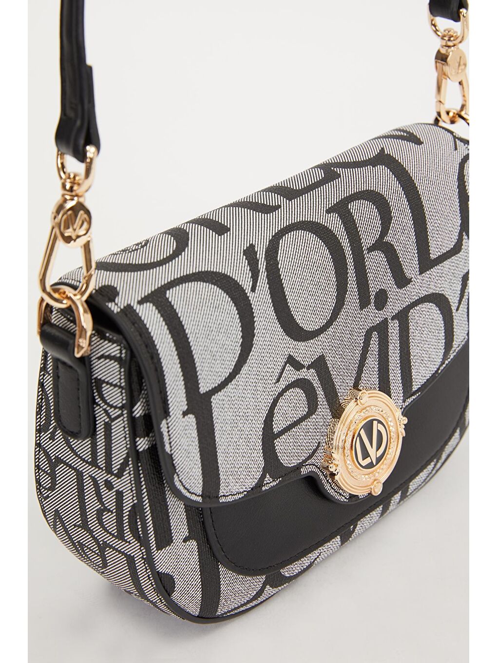 Siyah Kumaş Dokulu Omuz Çantası 930277-2