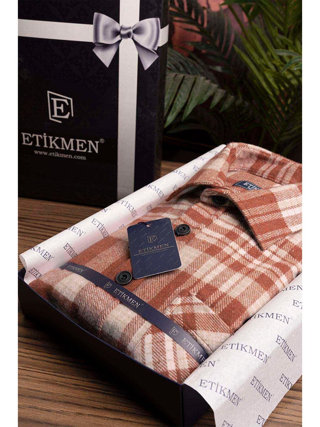 Kahverengi Kiremit Oversize (Geniş Kalıp) Kalın Oduncu Erkek Gömlek-3