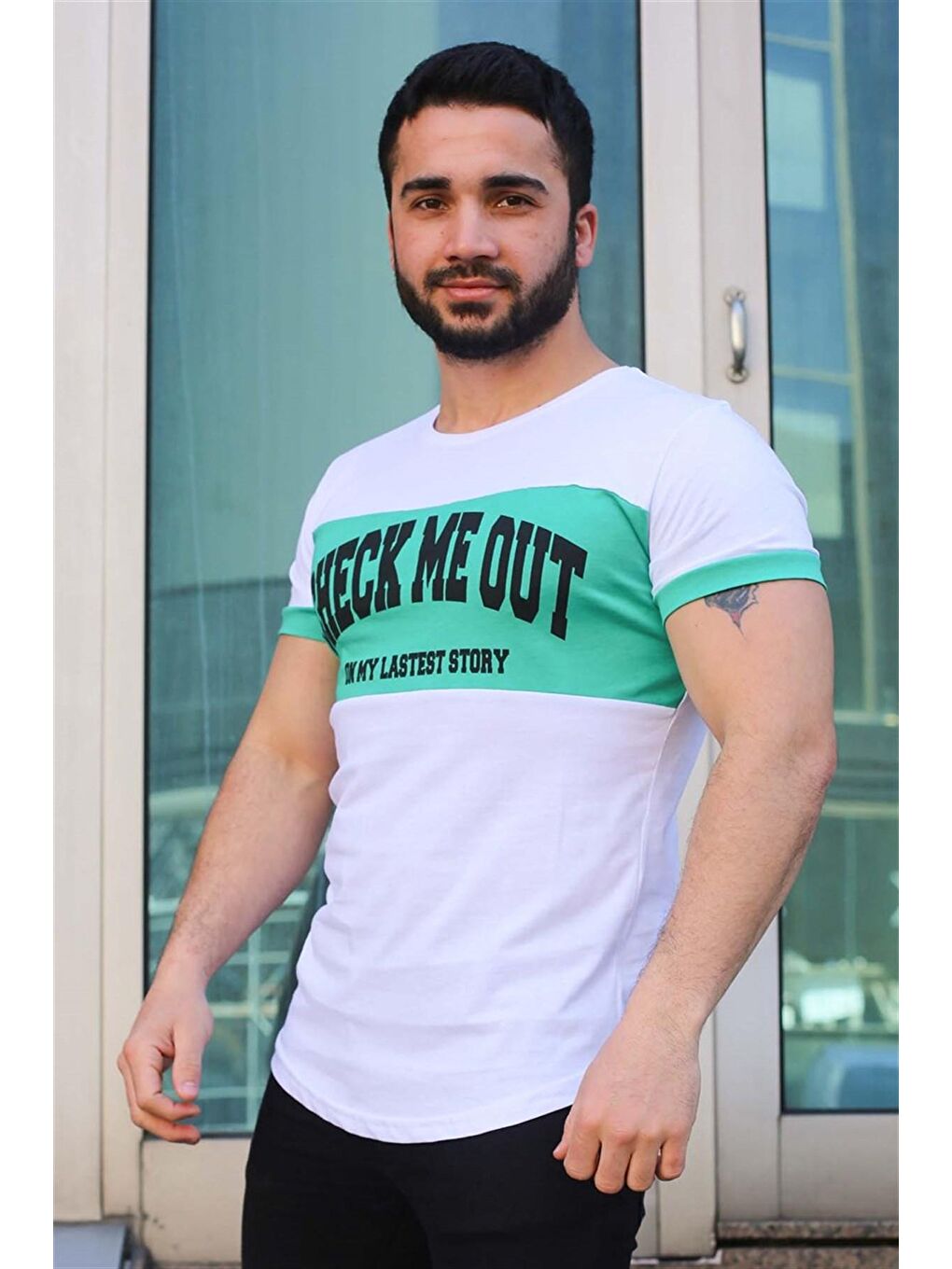 Baskı Detaylı Beyaz %100 Pamuk Tişört 3013