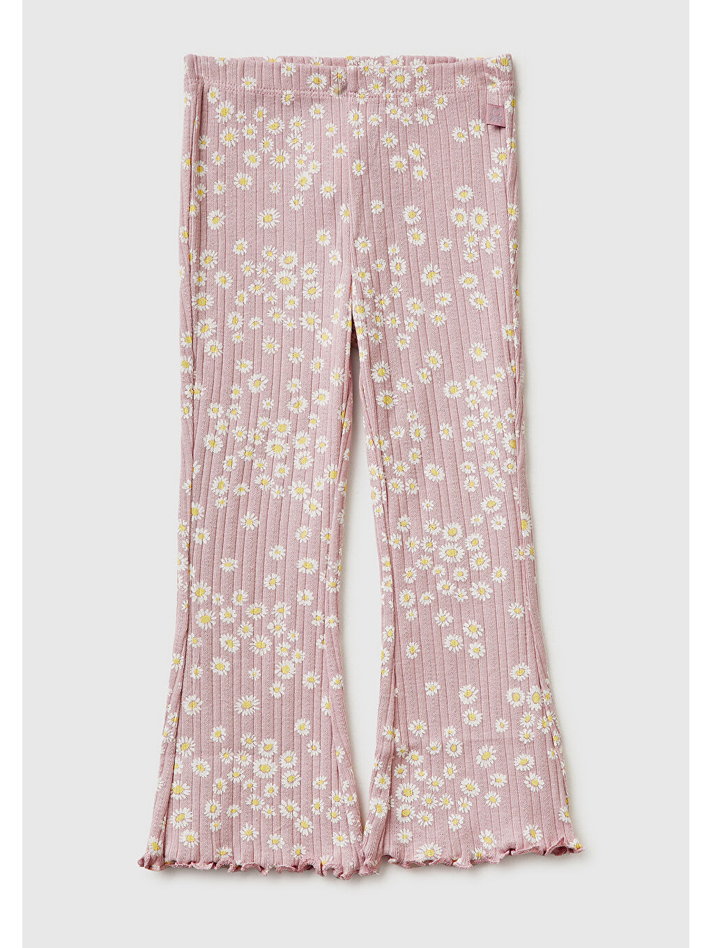 Pembe Kız Çocuk Gül Kurusu Desenli Slim Fit Tayt