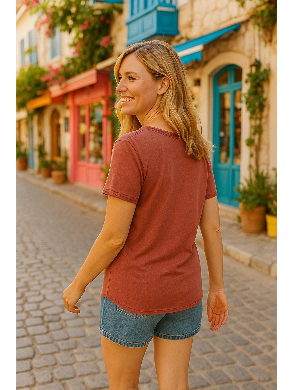 Pembe Pamuklu Regular Fit Dantel Detaylı V Yaka Bluz 25Y1201K1-2