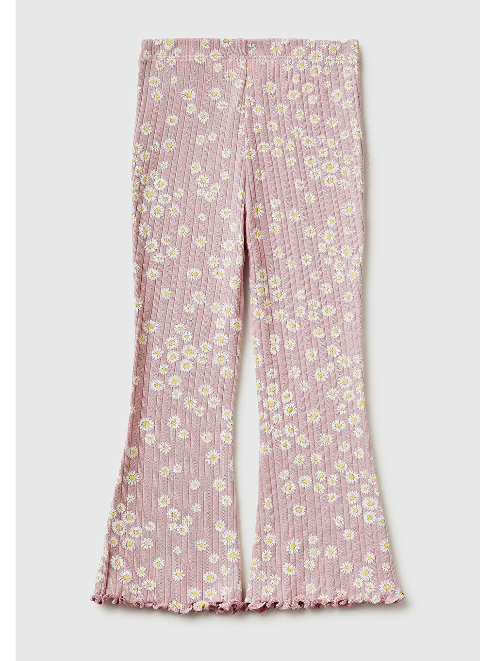 Pembe Kız Çocuk Gül Kurusu Desenli Slim Fit Tayt-1