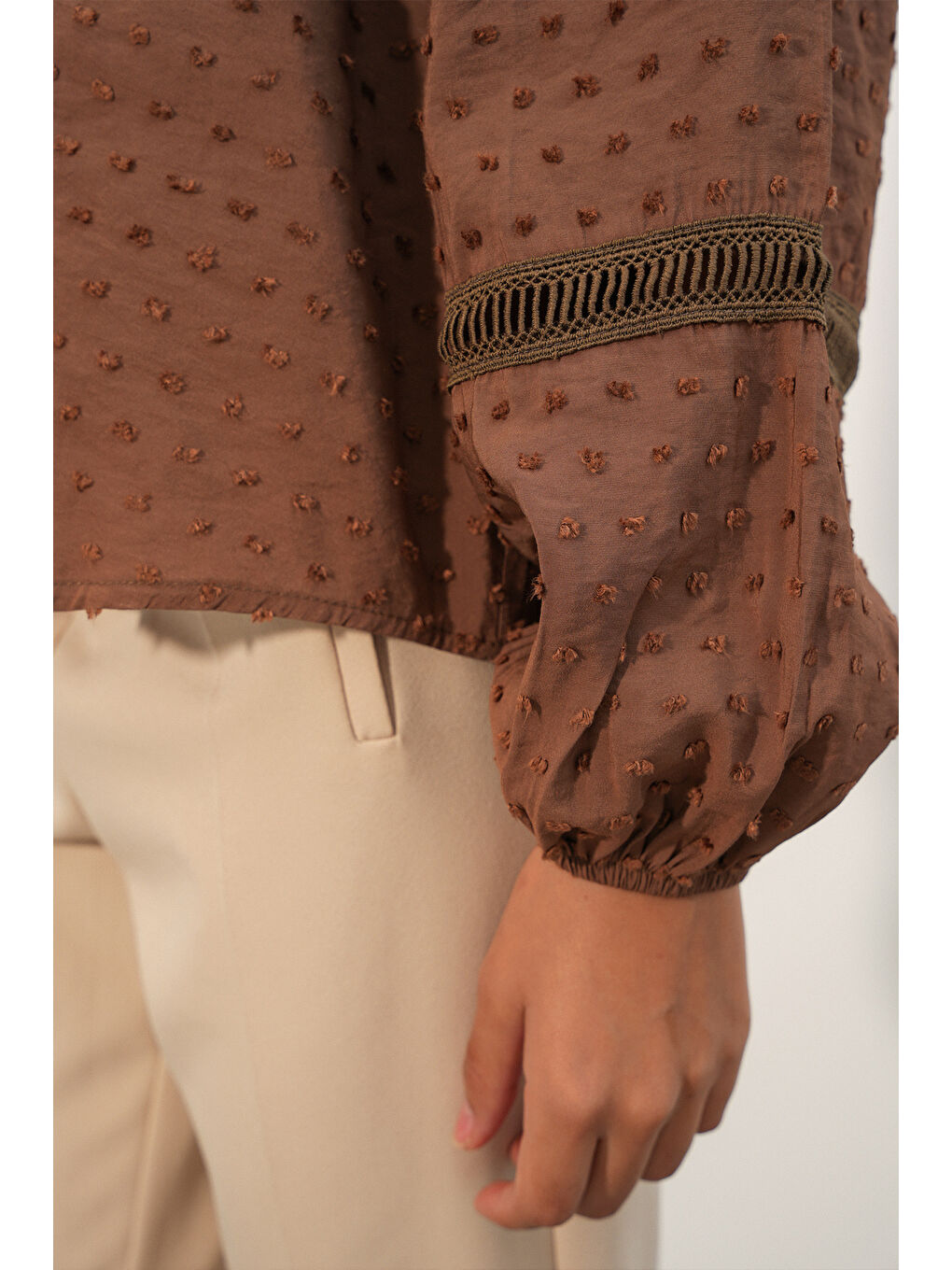 Kahverengi Kadın Oversize Desenli Gömlek 20379 - Taba-4