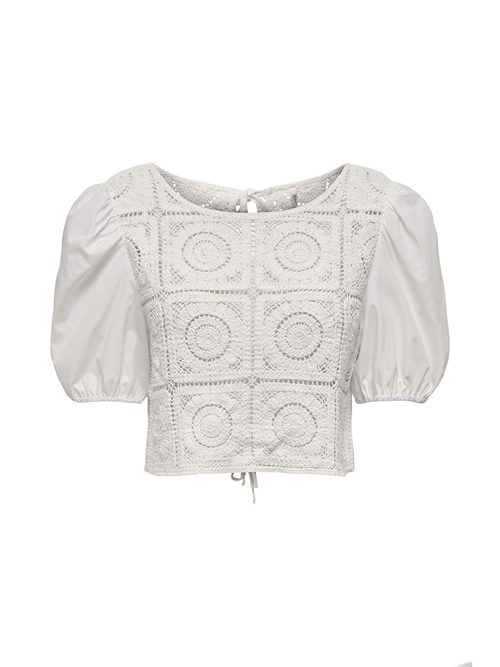 Ekru Onlcharis Pamuklu İşlemeli Regular Fit Balon Kol Top 15346915