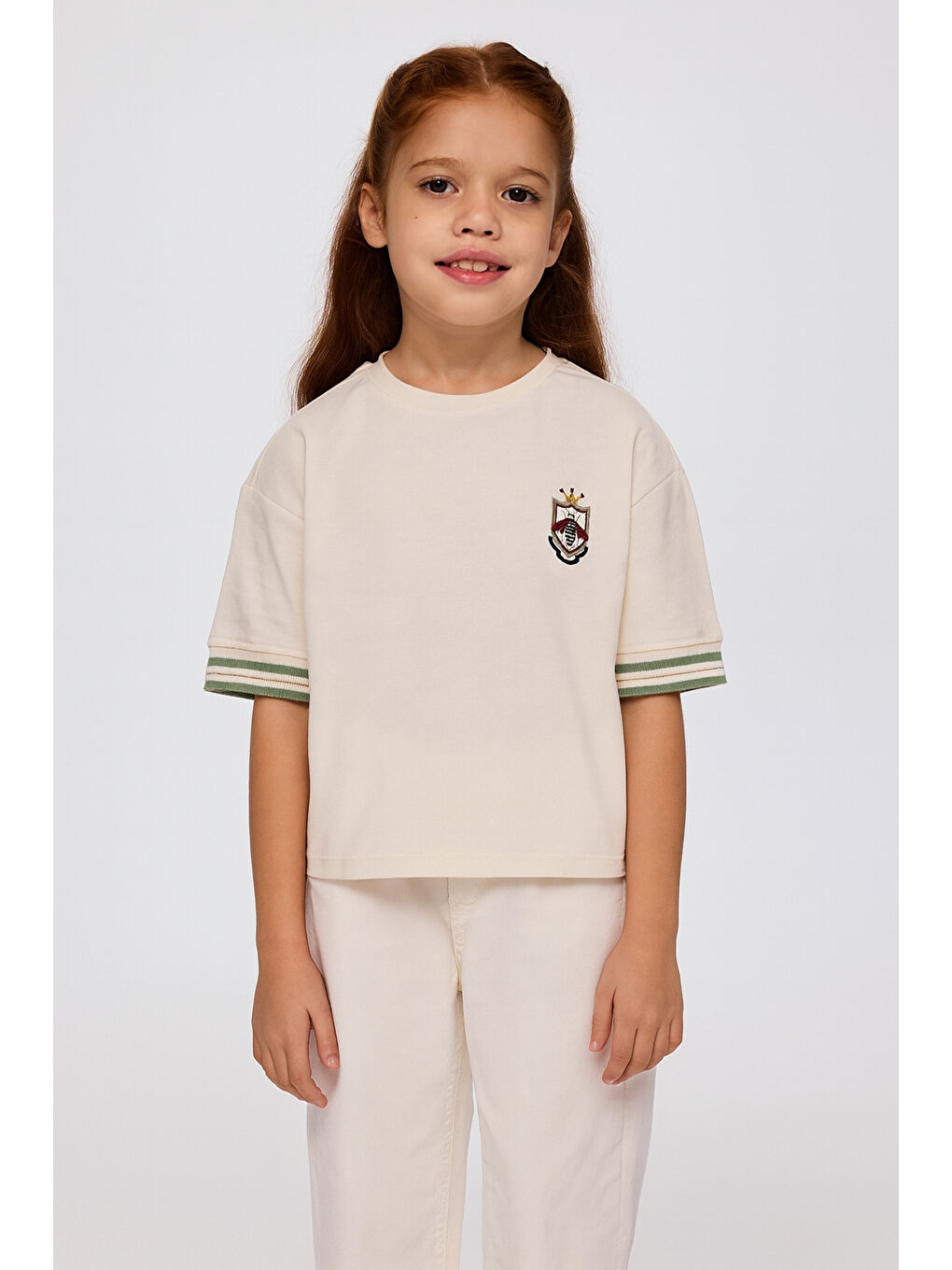 Kız Çocuk Kısa Kollu T-Shirt Ekru-3