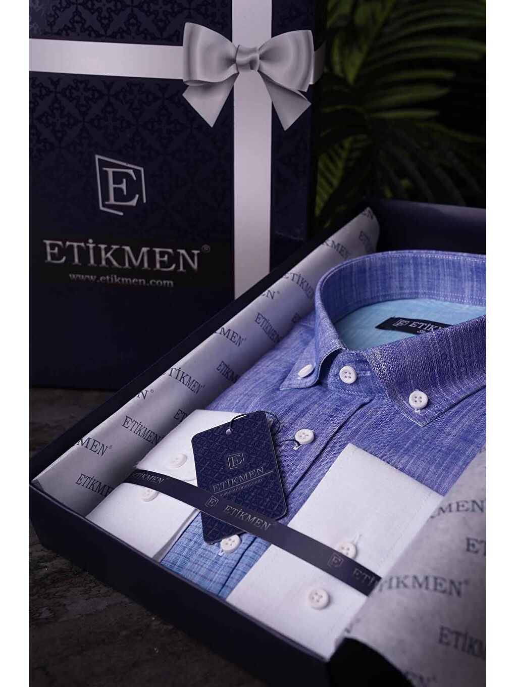 Panolu Mint Mavi Geçişli Keten Slimfit Erkek %100 Pamuk Gömlek-3