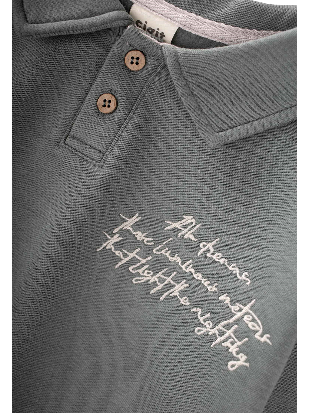 Yakalı Nakış İşlemeli Sweatshirt Takım 2-10 Yaş Çağla Yeşili-2