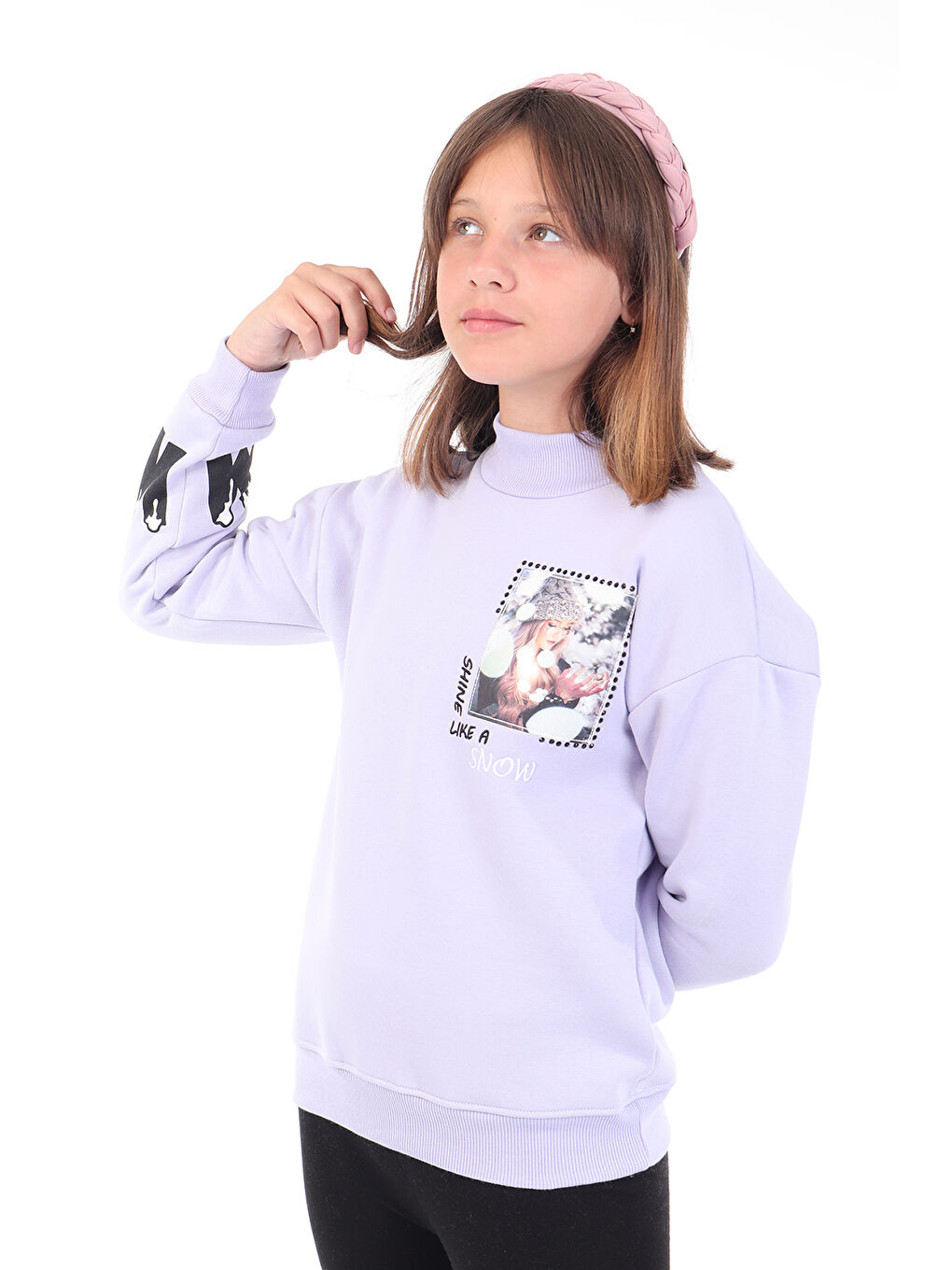 Toontoykids Mavi Kız Çocuk Baskılı Nakışlı Sweatshirt