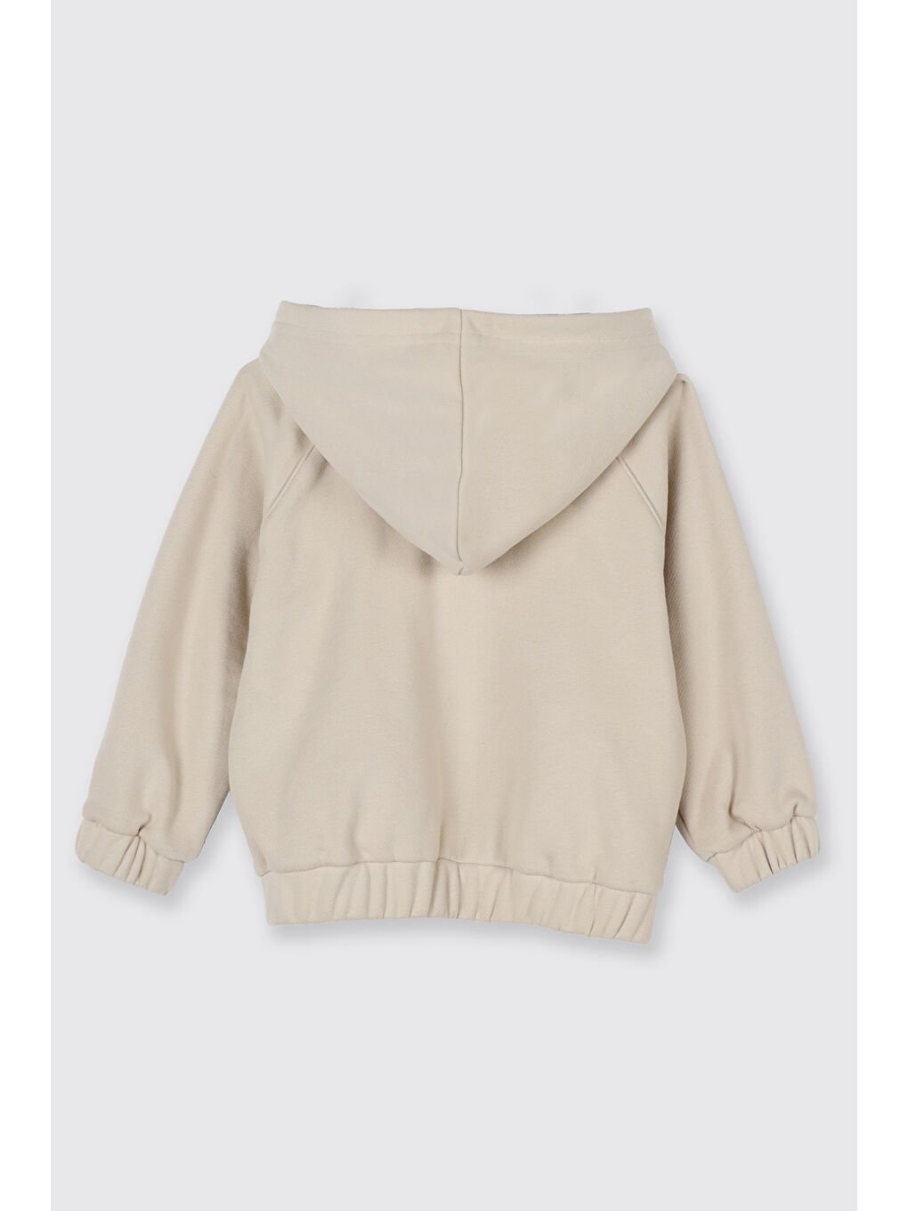 Kız Çocuk Yumuşak Dokulu Fermuarlı Sweatshirt Bej-1