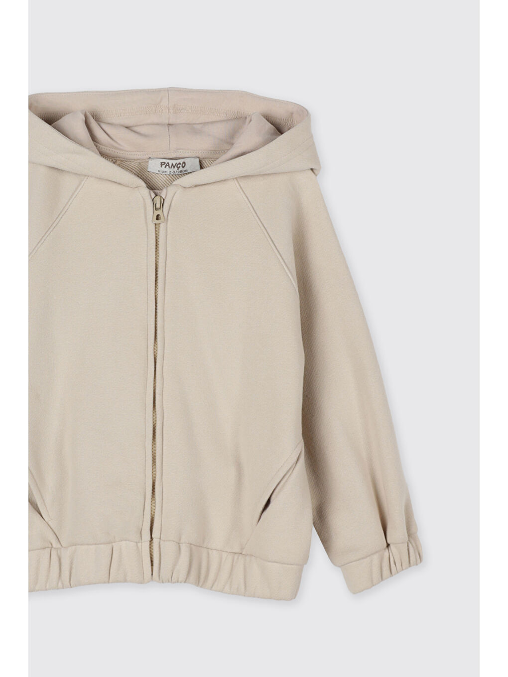 Kız Çocuk Yumuşak Dokulu Fermuarlı Sweatshirt Bej-2