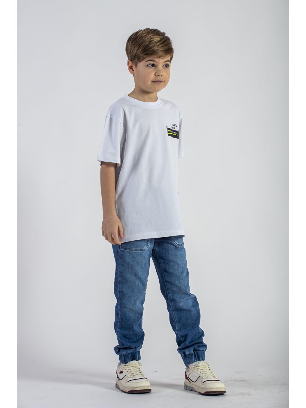 Ön ve Arkası Baskılı Ekru Renk Erkek Çocuk Tshirt-1