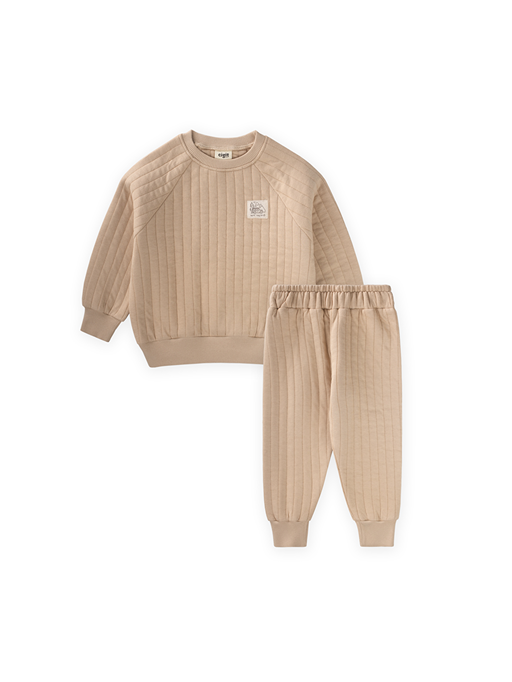 Kapitone Sweatshirt Takım 1-7 Yaş Bej