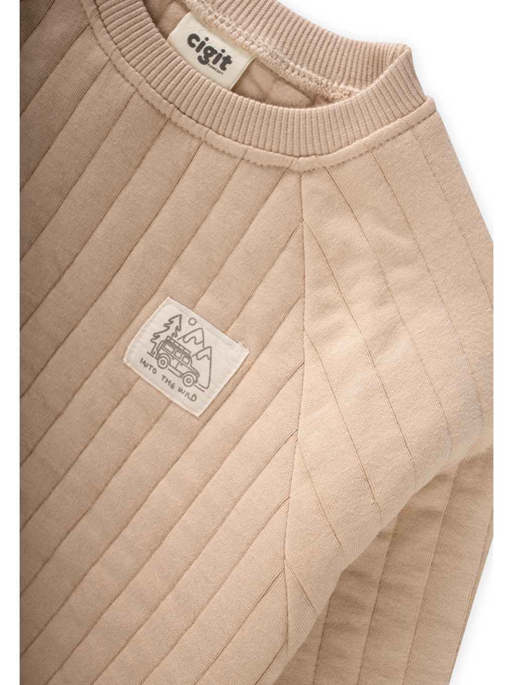 Kapitone Sweatshirt Takım 1-7 Yaş Bej-2