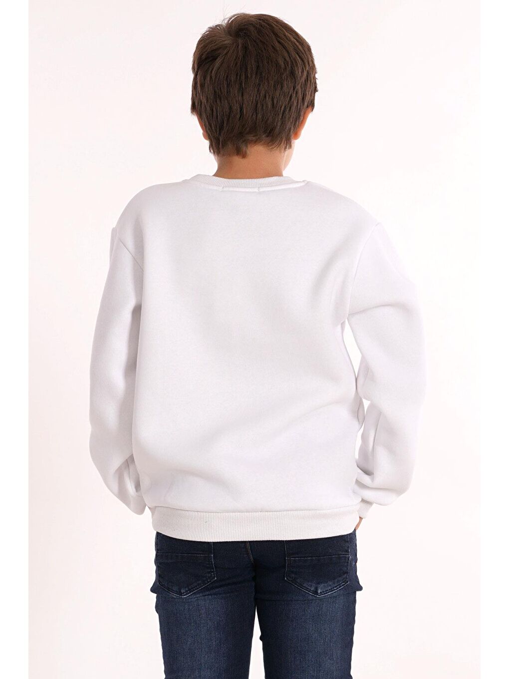 Ayıcık Baskılı Beyaz Renk Erkek Çocuk Sweat-6