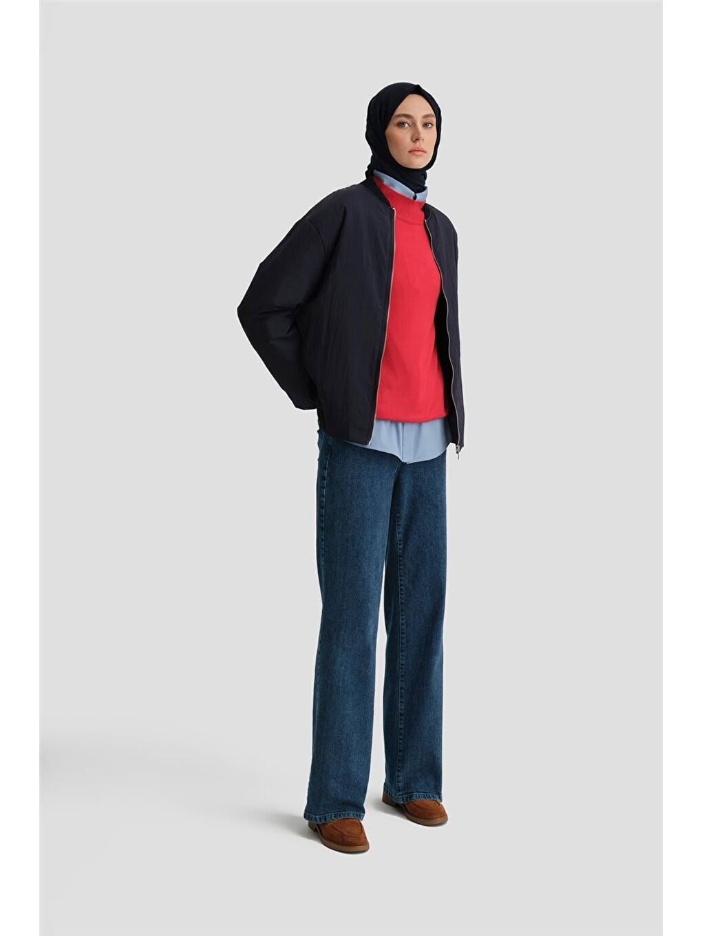 Yaka Ribanalı Bomber Mont 24Kd7522 Lacivert-2