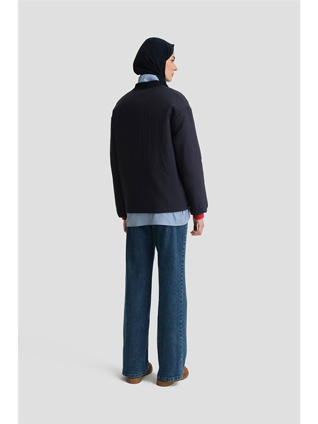 Yaka Ribanalı Bomber Mont 24Kd7522 Lacivert-3
