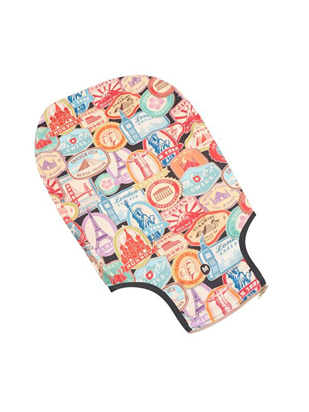 Karışık Mektup Pulu Baskılı Orta Boy Valiz Kılıfı - Renkli - 64x45x26 cm-2