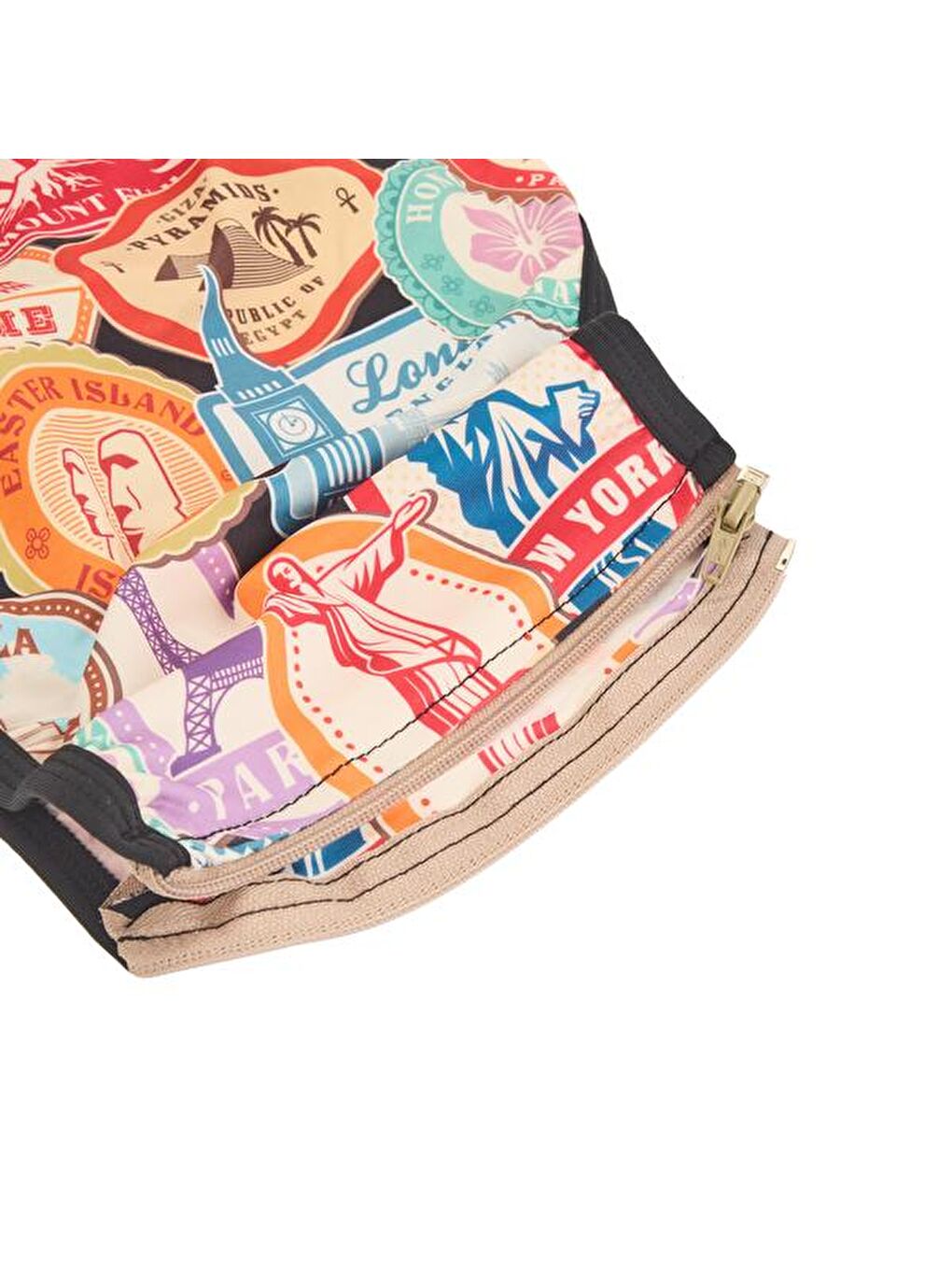 Karışık Mektup Pulu Baskılı Orta Boy Valiz Kılıfı - Renkli - 64x45x26 cm-3