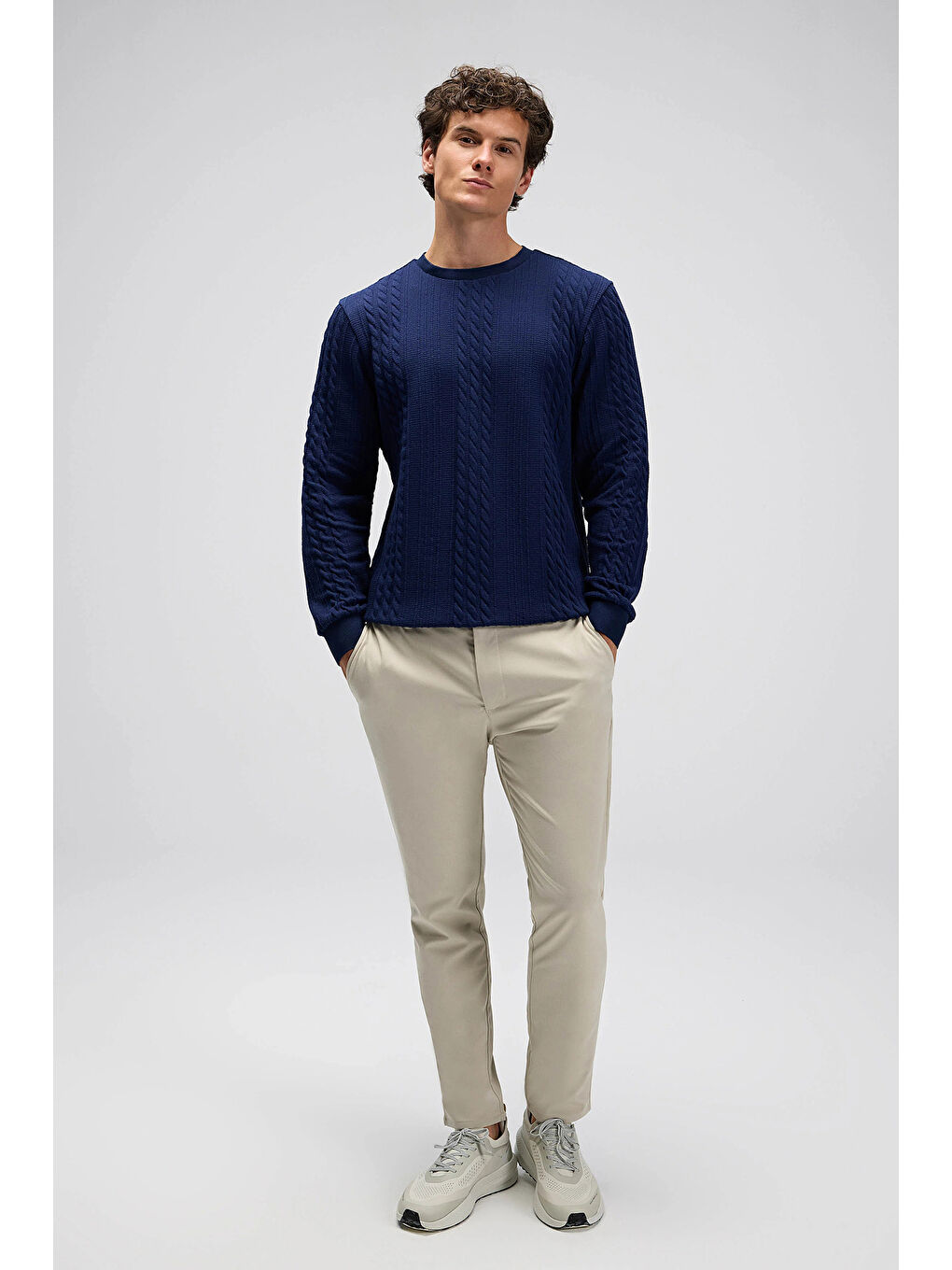 Lacivert Pamuklu Regular Fit Bisiklet Yaka Sweat EM623-NV