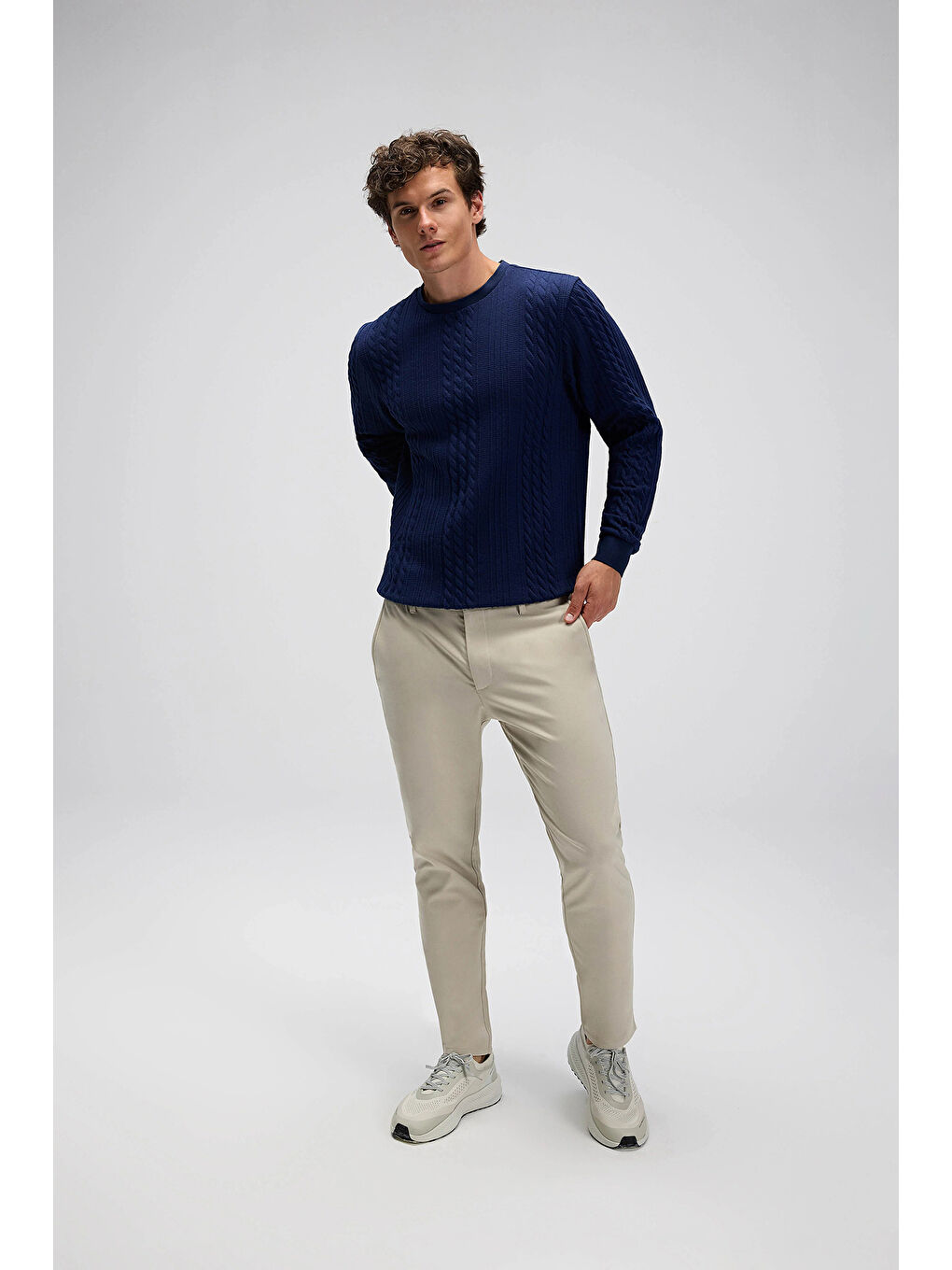 Lacivert Pamuklu Regular Fit Bisiklet Yaka Sweat EM623-NV-1