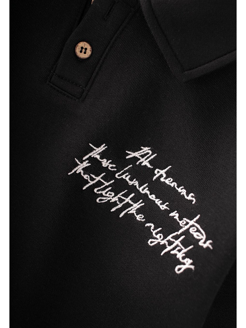 Yakalı Nakış İşlemeli Sweatshirt Takım 2-10 Yaş Siyah-3