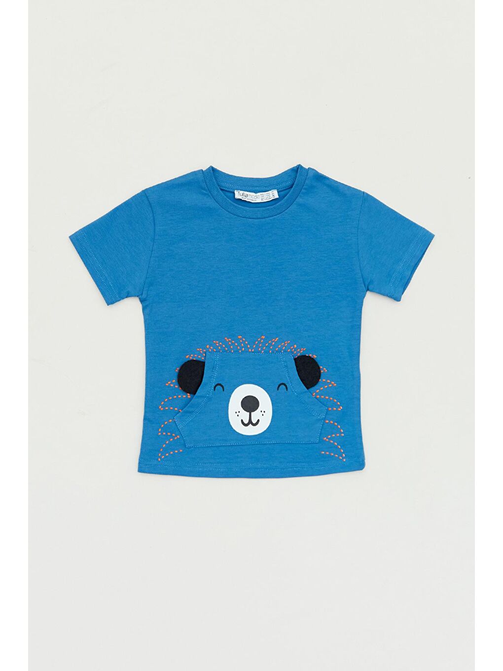 İndigo Baskılı Kanguru Cepli Erkek Çocuk Tişört