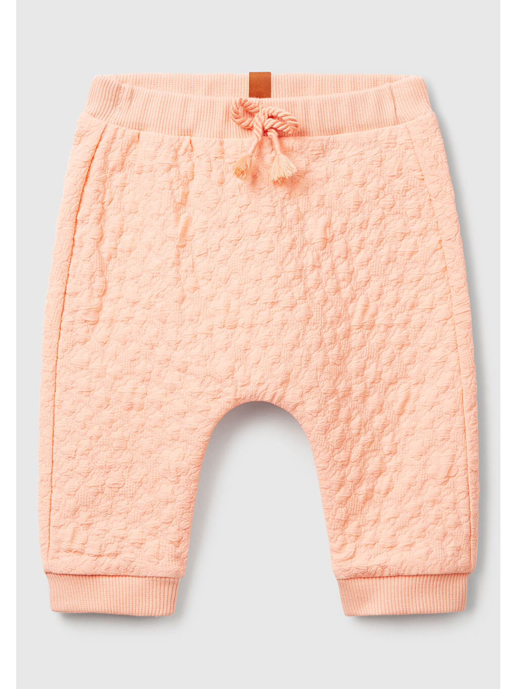 Bej Bebek Jakarlı Logo Detaylı Dekoratif İpli Ribanalı Eşofman Altı