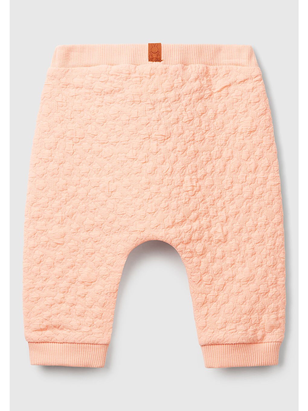 Bej Bebek Jakarlı Logo Detaylı Dekoratif İpli Ribanalı Eşofman Altı-1