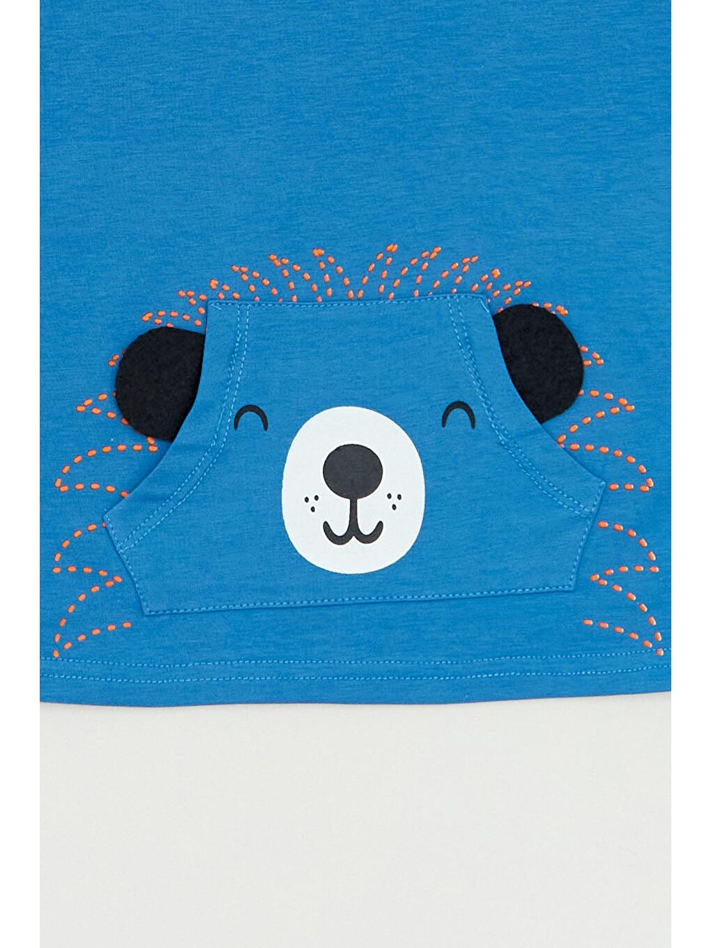 İndigo Baskılı Kanguru Cepli Erkek Çocuk Tişört-2