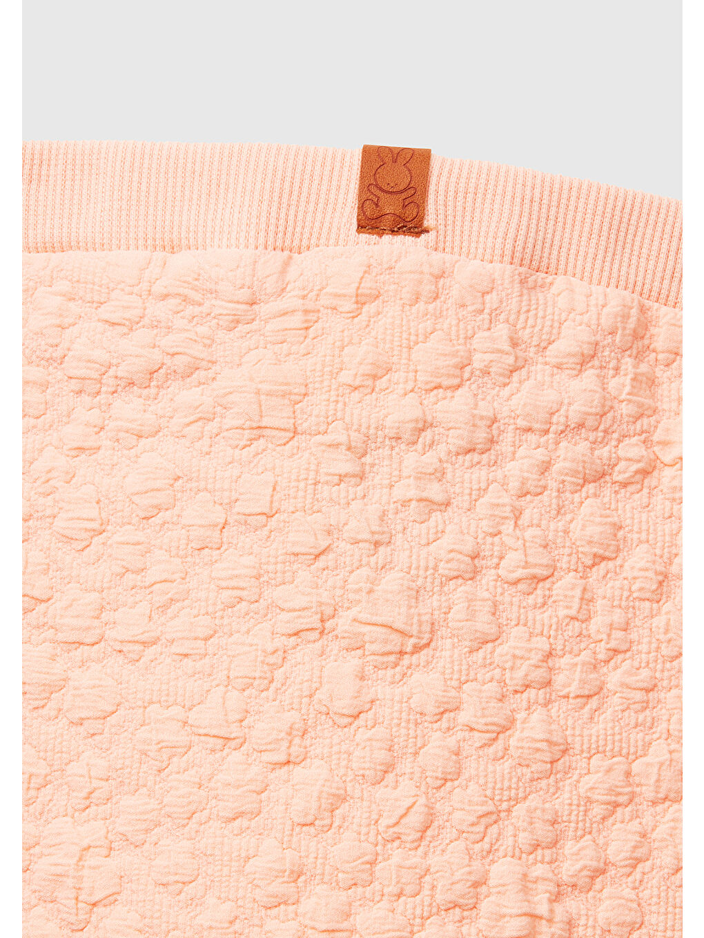 Bej Bebek Jakarlı Logo Detaylı Dekoratif İpli Ribanalı Eşofman Altı-2