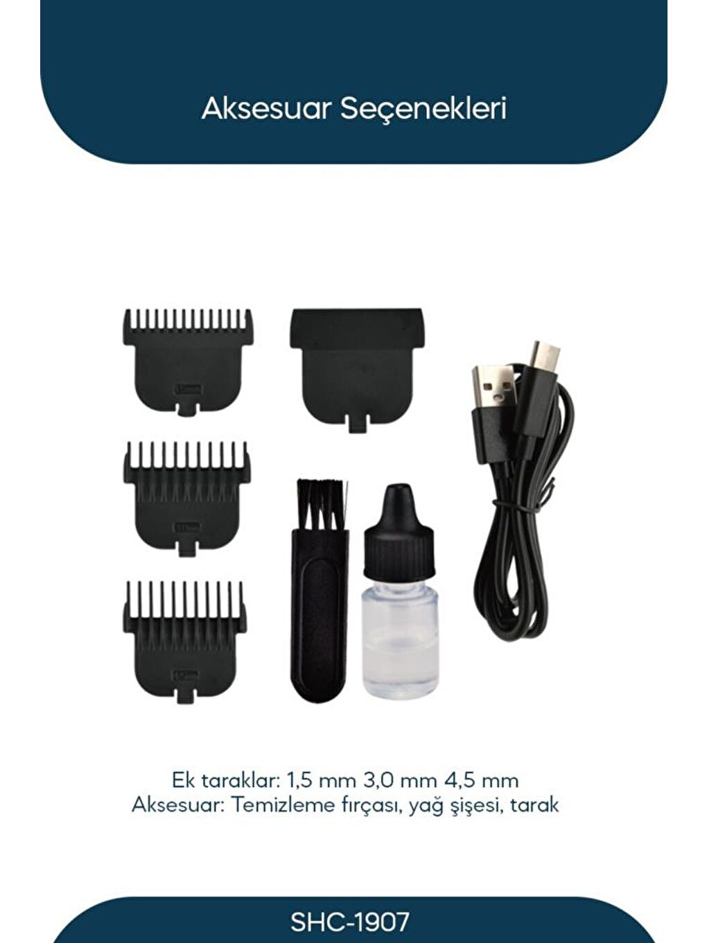 Profesyonel Titanyum T Bıçaklı Tip Saç Sakal Ense Kesme Traş Makinası SHC-1907-1