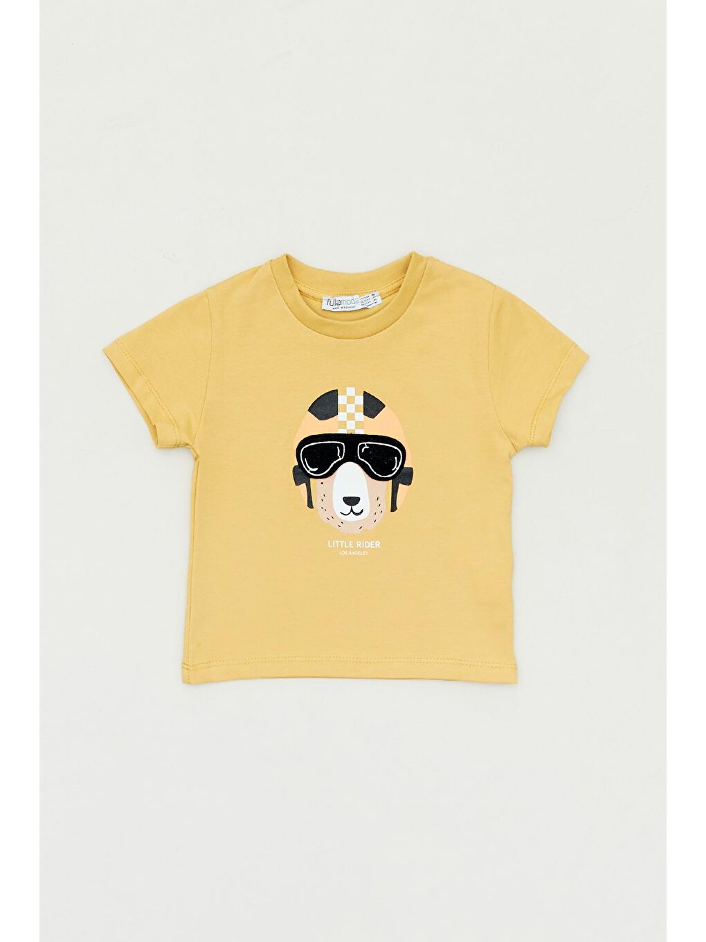 Sarı Baskılı Bisiklet Yaka Erkek Çocuk Tişört