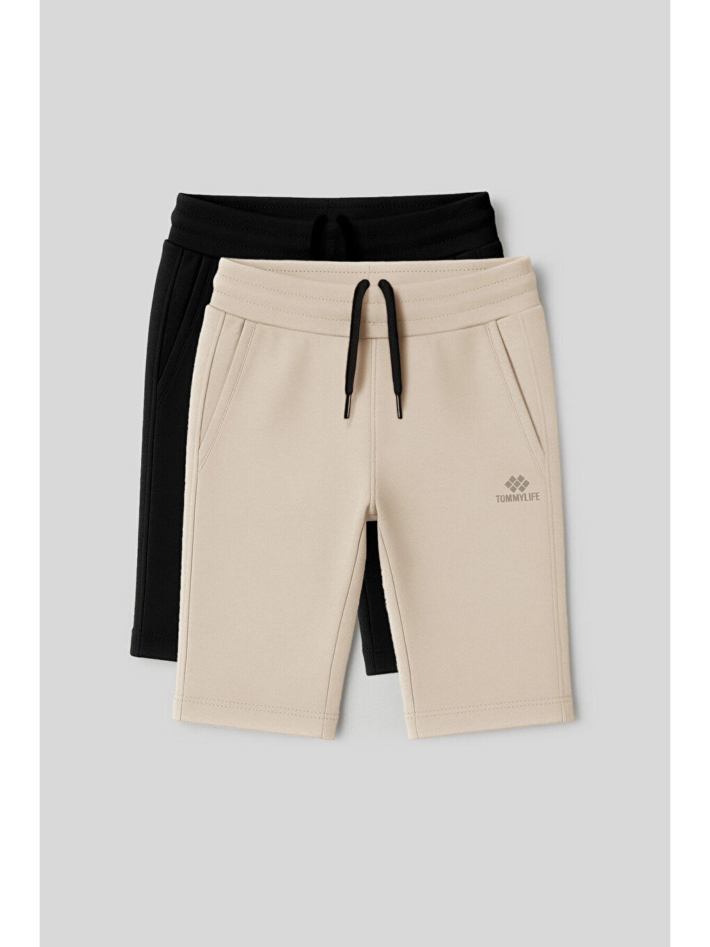 Standart Fit Basic Performans 2li Paket Siyah-Bej Erkek Çocuk Şort - 11303