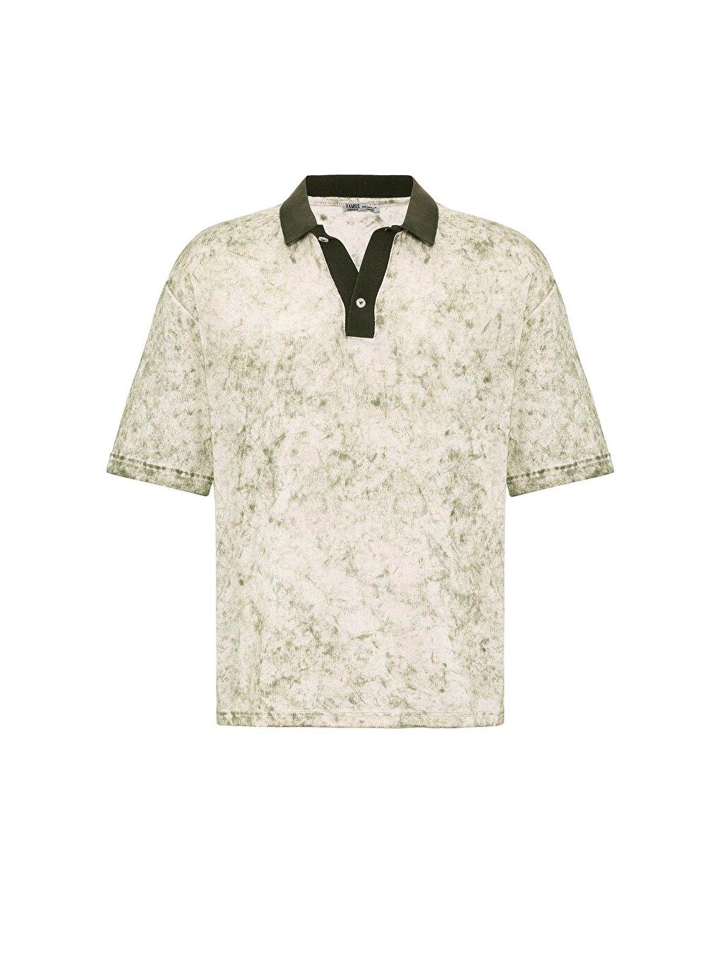 Yıkamalı Oversize Polo Yaka Tişört Haki-1