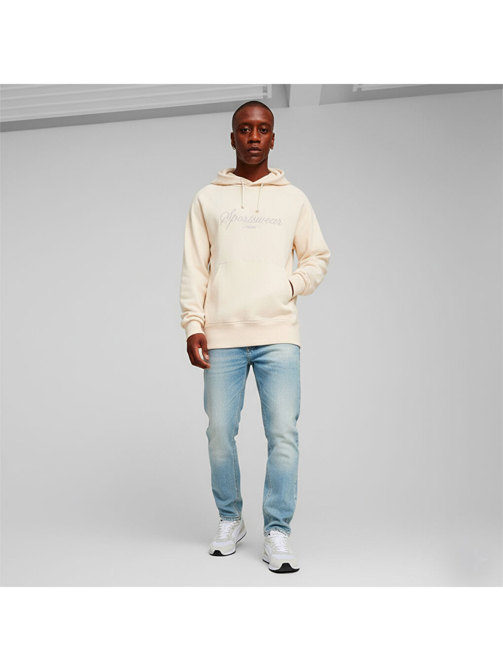 Classics Erkek Ekru Kapüşonlu Sweatshirt-2